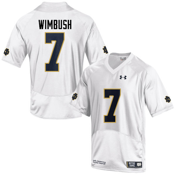 Men's NCAA Notre Dame Fighting Irish #7 Brandon Wimbush Stitched College Under Armour Authentic White Football Jersey OR10T46LR